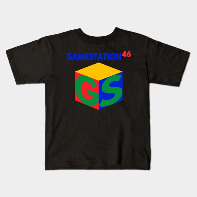 GameStation 46 Parody Video Game System 90's 2000's Knock Off Brand Logo (Version 2) Kids T-Shirt by blueversion